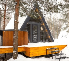 №5 A-Frame 50m2 с купелью (оснащение дома, стоимость купели и бани см. Подробнее) в Les holidays