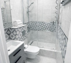 1-комнатные апартаменты с 1 двуспальной кроватью, 28.8 м², цокольный этаж в Апартаменты на Ветеранов