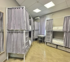 Кровать в 10-местном общем мужском номере в Sova