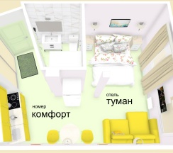 Номер комфорт семейный с 1 двуспальной кроватью в Tuman