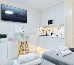 Двухместный номер Deluxe с балконом и с видом на город 2 отдельные кровати в Апартаменты Новые в Минск-Мир возле Avia mall