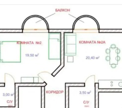 Апартаменты с 2 комнатами с балконом в Модерато