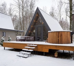 №6 A-Frame 50m2 с купелью (оснащение дома, стоимость купели и бани см. Подробнее) в Les holidays