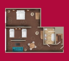 Номер Executive Suite с двуспальной кроватью, двумя односпальными кроватями и диваном-кроватью в Movenpick Resort&SPA Anapa Miracleon
