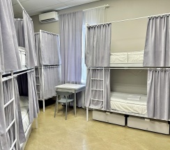 Кровать в 10-местном общем мужском номере в Sova