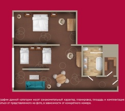 Номер Executive Suite с двуспальной кроватью, двумя односпальными кроватями и диваном-кроватью в Movenpick Resort&SPA Anapa Miracleon