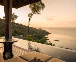 Двухместная Вилла с бассейном Panoramic с видом на океан двуспальная кровать в Four Seasons Resort Koh Samui
