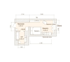 студия стандарт с видом на город  и ванной для 1-2 гостей (центр, ул. Сакко, 24, "Vivaldi"), 914 в Viva aparts
