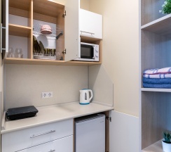 1-комнатные апартаменты эконом с 1 двуспальной кроватью (без окна) в Prim Rooms Apt Apartments (Прим Румс Апт Апартментс)