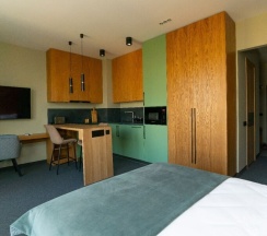 Апартамент 10 Двухместный Полулюкс  с потрясающим видом на Москва Сити (с душем) в Ap-in aparts