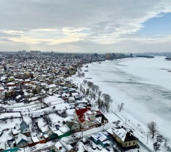 Апартаменты с красивым видом из окна в Квартира Трёхкомнатная-люкс на 23 этаже с видом на Волгу