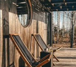 Модерн - дача с дровяным камином и ванной у панорамного окна в Domingo Dacha