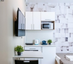 1-комнатные апартаменты эконом с 1 двуспальной кроватью (без окна) в Prim Rooms Apt Apartments (Прим Румс Апт Апартментс)