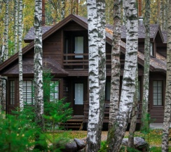 Шестиместный коттедж Premium with Fireplace and Sauna с 3 комнатами в Золотая долина