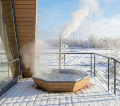 Дом древесный люкс с банным чаном №9. Первая линия в Трофимов Берег