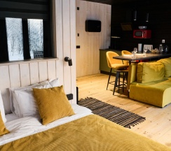 Лодж №4 с удобной кухней и диагональным видом на залив в Vyborg Bay