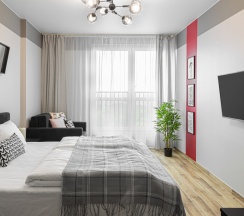 Апартаменты с видом на город двуспальная кровать в Апартаменты MIXY Nordy Homes