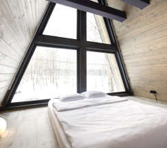 №7 A-Frame 100m2 с купелью и баней (оснащение дома, стоимость купели и бани см. Подробнее) в Les holidays