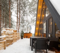 №4 A-Frame 60m2 с купелью (оснащение дома, стоимость купели и бани см. Подробнее) в Les holidays