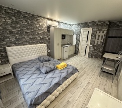 Двухместная студия с видом на город двуспальная кровать в Прометей