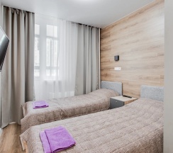 1-комнатные апартаменты студия с 2 односпальными кроватями в Home Like (Хоум Лайк) на бульваре Эйнштейна 3