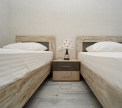 Трёхместная комната с одной двуспальной и односпальной кроватями в Чайка