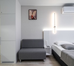 Двухместная студия Deluxe с балконом двуспальная кровать в Апартаменты Новая в Престижном ЖК Минск-Мир