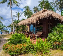 Бунгало Deluxe с балконом и с видом на море в Palm Leaf Resort