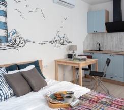 Апартаменты студия с 1 двуспальной кроватью (с видом на море) в Prim Rooms Apartments (Прим Румс Апартменс)