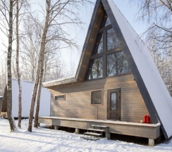 №7 A-Frame 100m2 с купелью и баней (оснащение дома, стоимость купели и бани см. Подробнее) в Les holidays