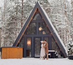 №1 A-Frame 60m2 с купелью (оснащение дома, стоимость купели и бани см. Подробнее) в Les holidays