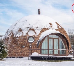 Большой купольный коттедж с двумя спальнями и камином №13 в Караван