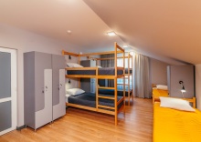 Кровать в общем 9-местном номере для мужчин в Ле Мон