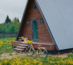 Дом (зелёный) с панорамным видом на лес в Casa Ruza