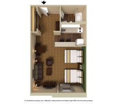 Четырёхместная студия Deluxe в Spark by Hilton Dallas Market Center