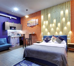 Студия с кухней с диваном и финской сауной "Леший" (сауна оплачивается отдельно) в Матросский